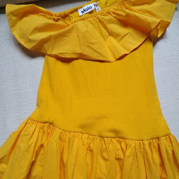 Yellow Off the Shoulder Girls Molo Dress - Picture 2 of 4